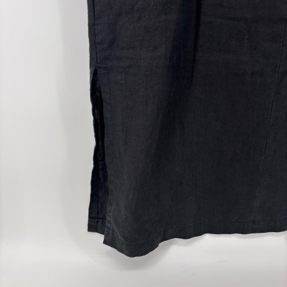 Talbots Petites Black Irish Linen Sleeveless Midi Shift Dress Side Slit Size 8P - Picture 6 of 10